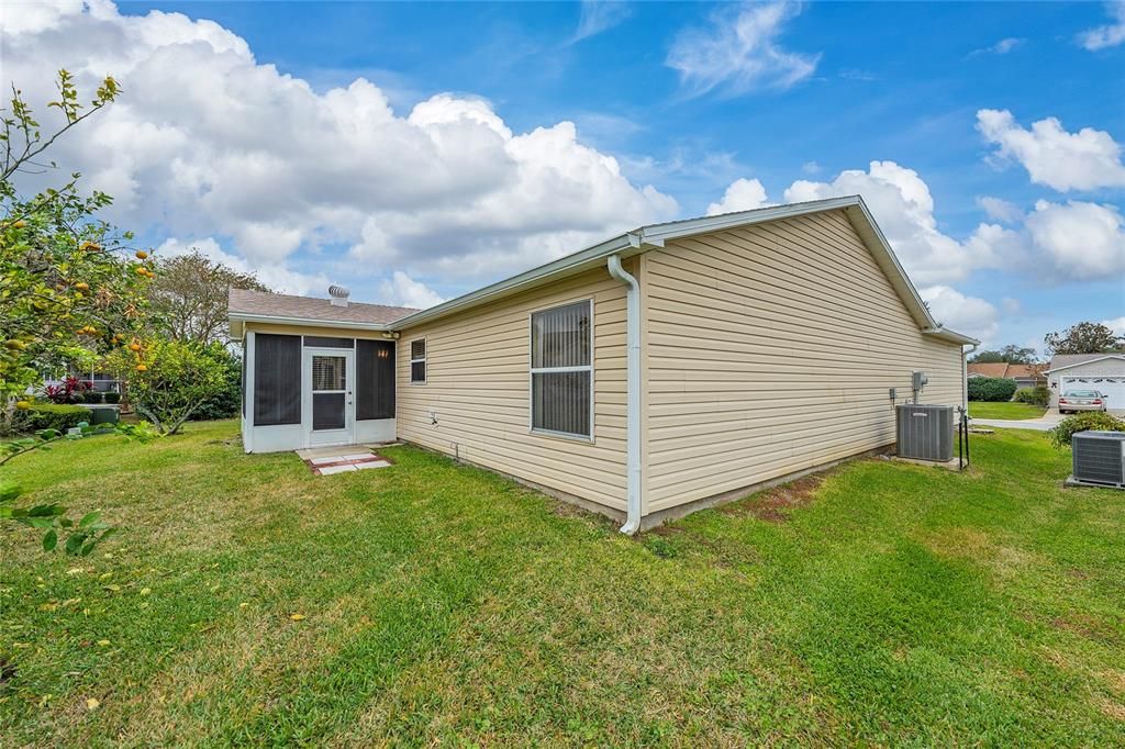 Plenty of backyard space for grill and chairs.