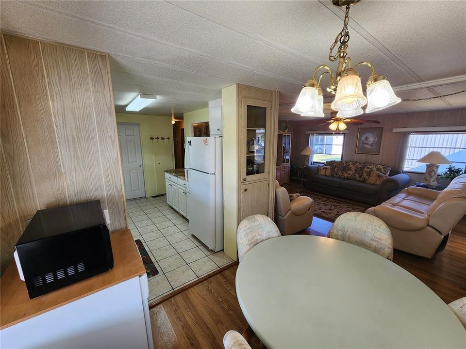 Dining Room views into Kitchen and Living Room