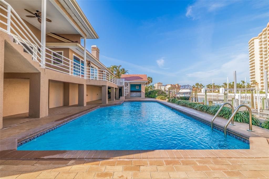 Pristine pool ready for swimmers