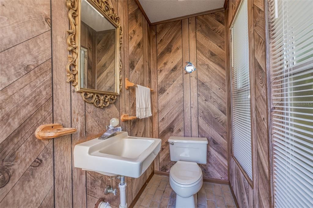 Convenient cabana bathroom