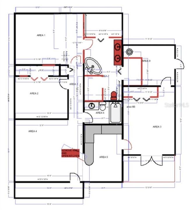 Revised Floor Plan (primary bath changed slightly to tub/shower combo and 2 separate vanities)