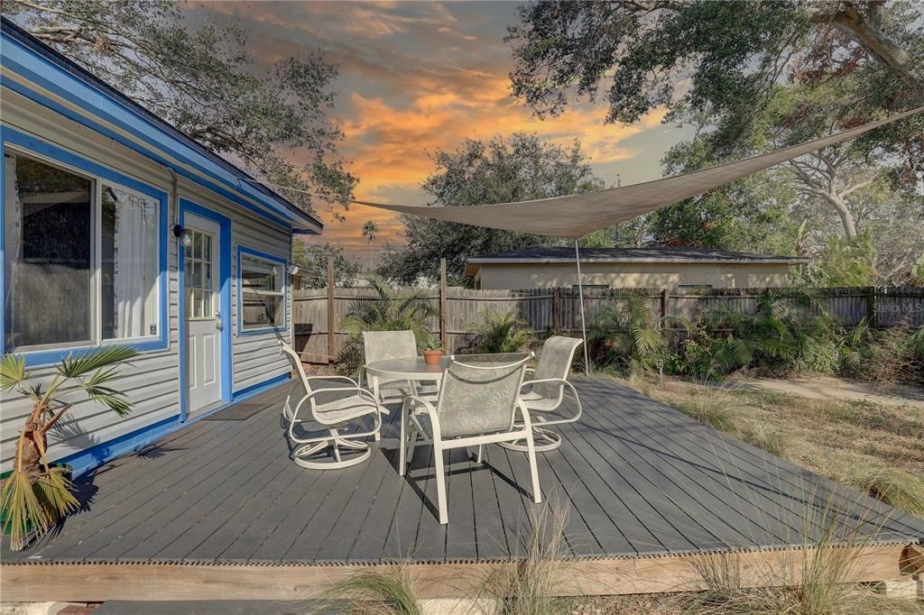 Delightful backyard deck.