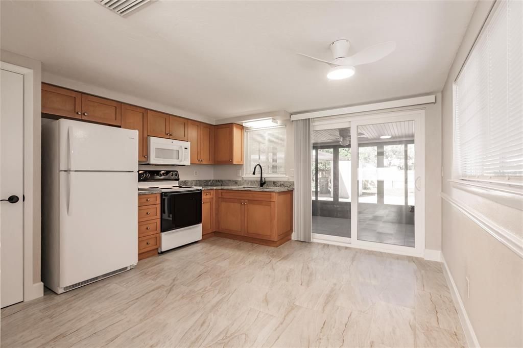 Kitchen with Impact Resistant Slider to Lanai