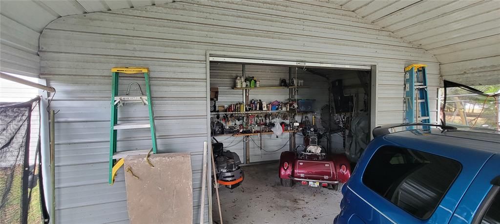 enclosed workshop in carport