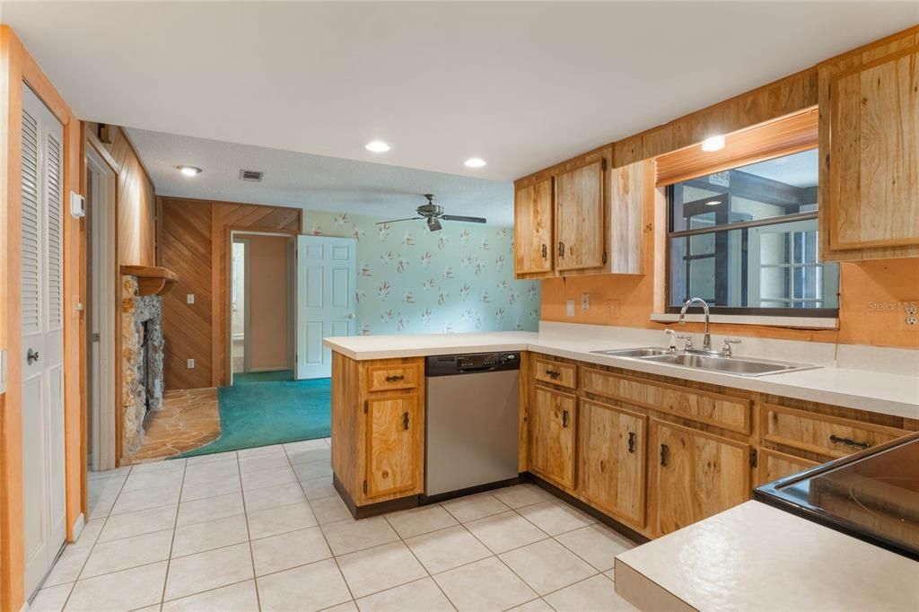 Kitchen looking into family room