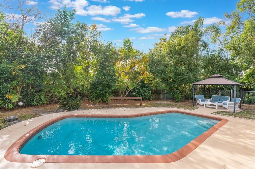 Relaxing pool and gazebo area