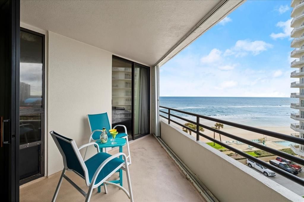 South-facing balcony overlooking ocean