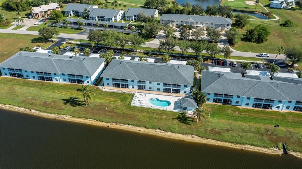 Three buildings in this lakefront community