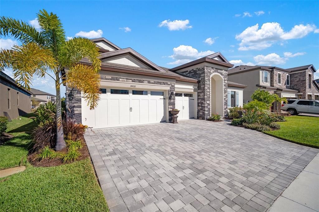 Front Elevation with Brick Paver Driveway