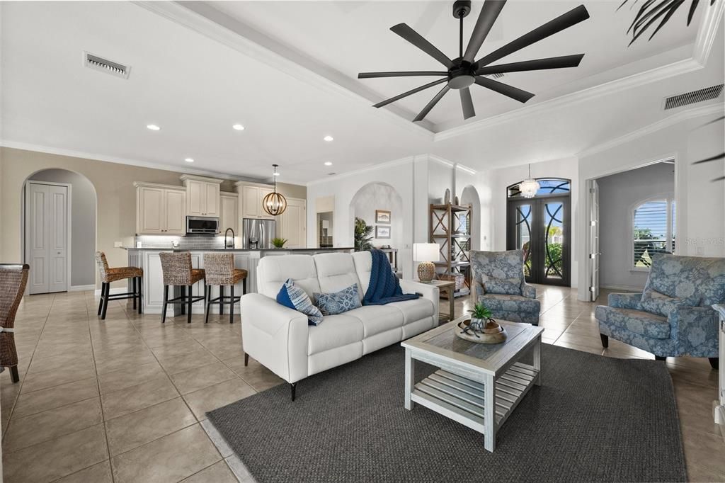 Living Room with the Kitchen beyond