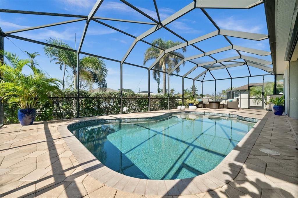 Beautiful saltwater pool with a great view.