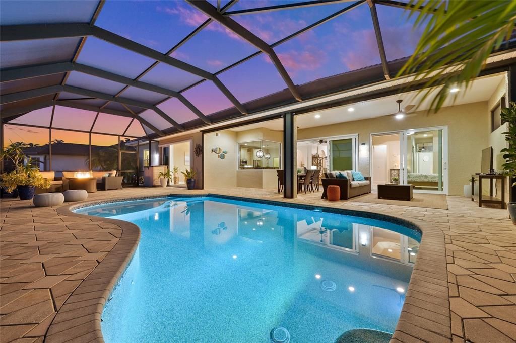 Large pool and entertainment area.