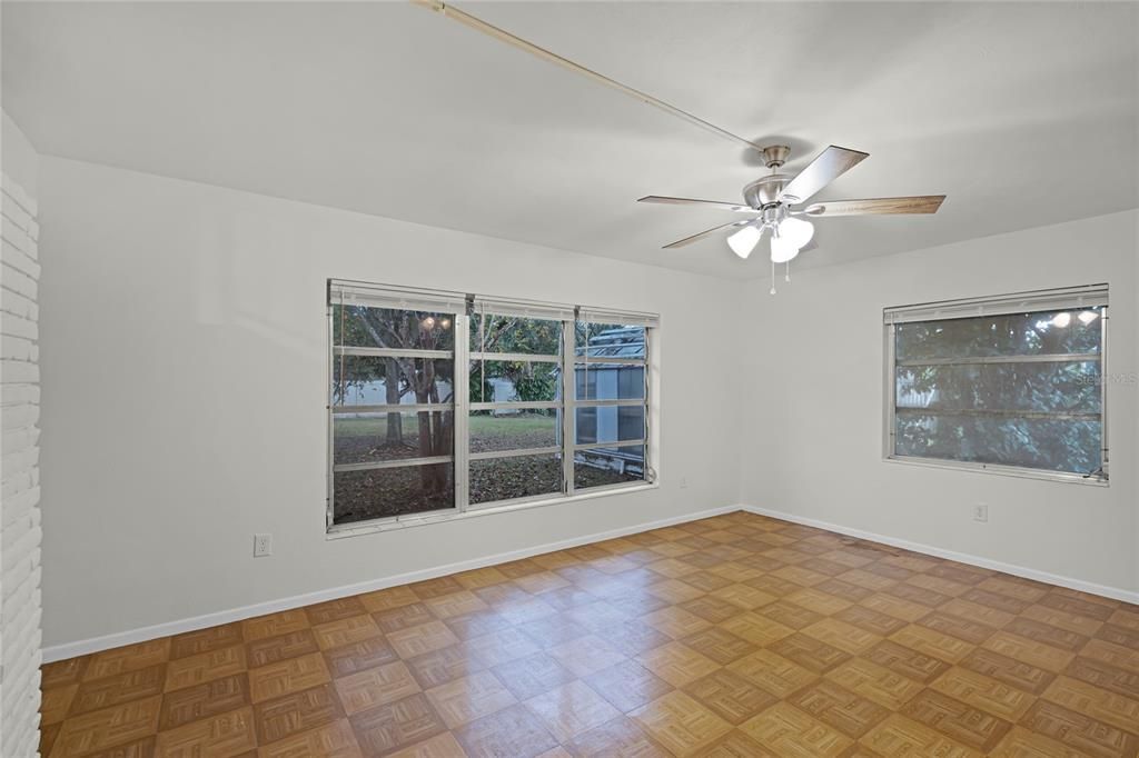 primary bedroom facing  garden and side