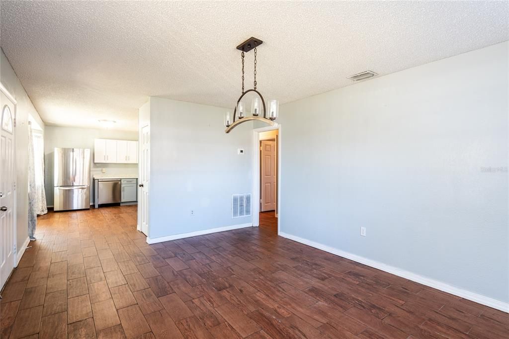 View into kitchen from dining room.