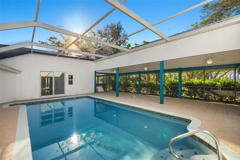 Pool with Hot Tub tucked in the corner