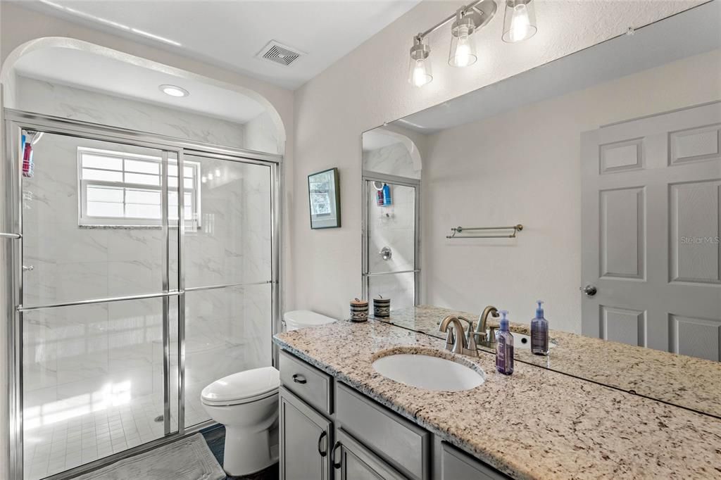 FULL GUEST BATHROOM 2- GRANITE COUNTEROPS AND STORAGE CLOSET