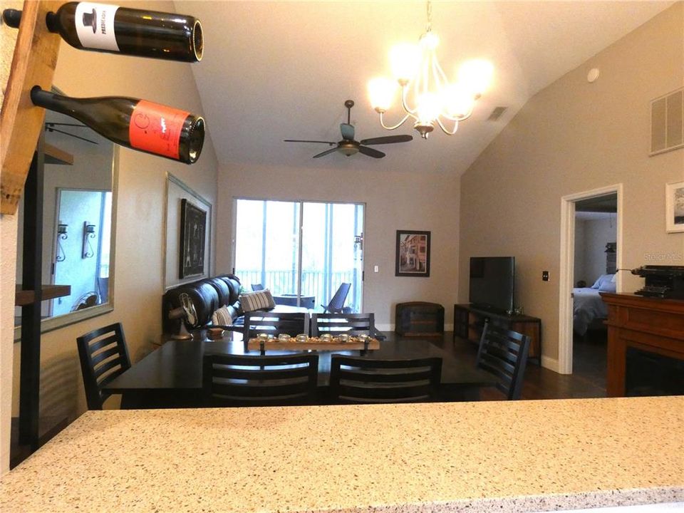 Kitchen into living area