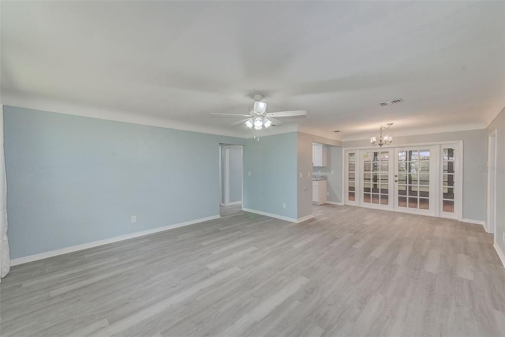 View of living room and dining room