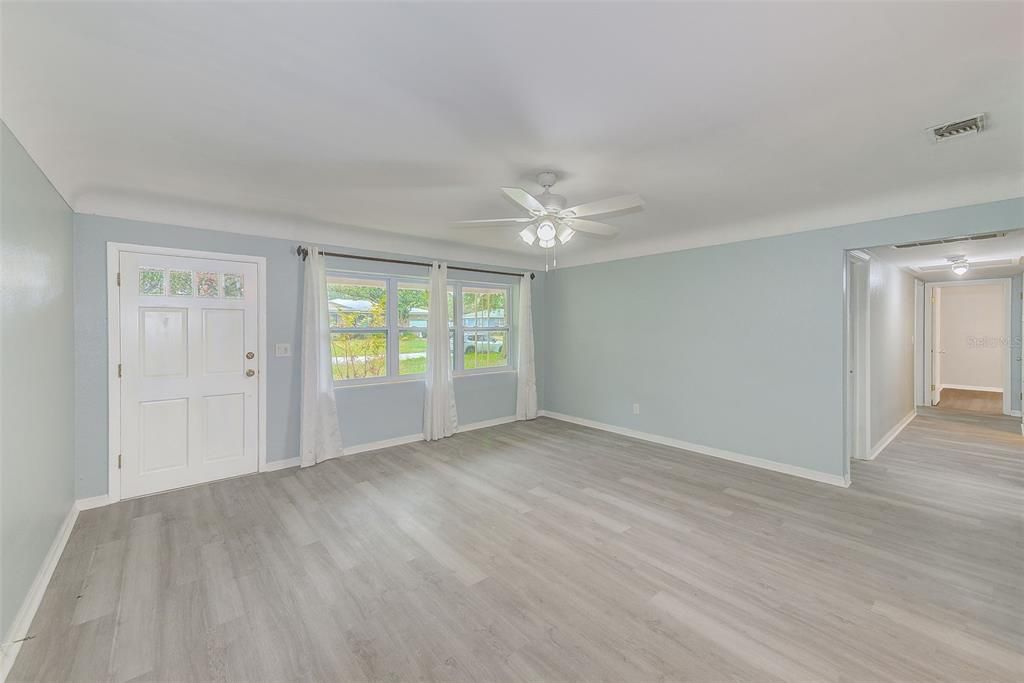 View of living room and hallway