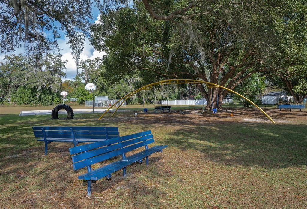 Woodlands Park, basketball court and playground equipment