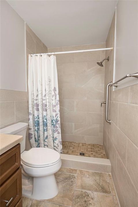 Walk in shower in primary suite