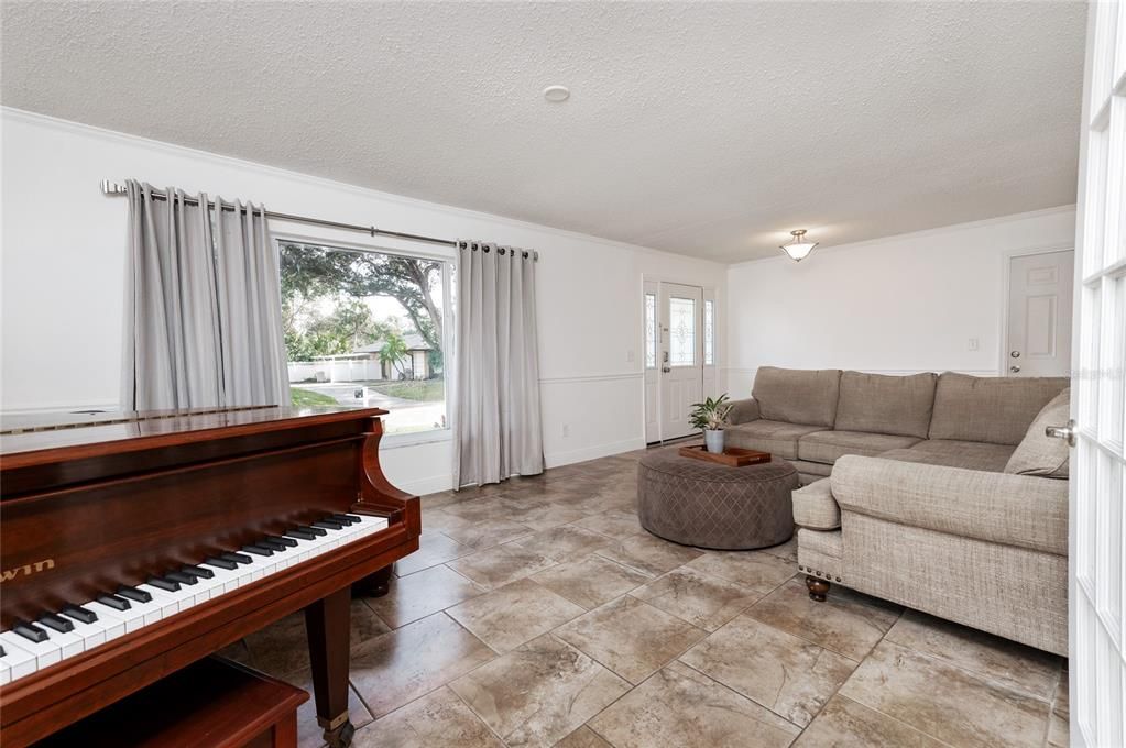 Living room showing front door