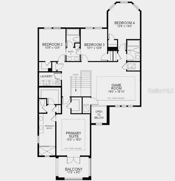 Second Floor Plan - Structural options added include: gourmet kitchen, 8' interior doors, pocket sliding glass door, and outdoor kitchen rough-in