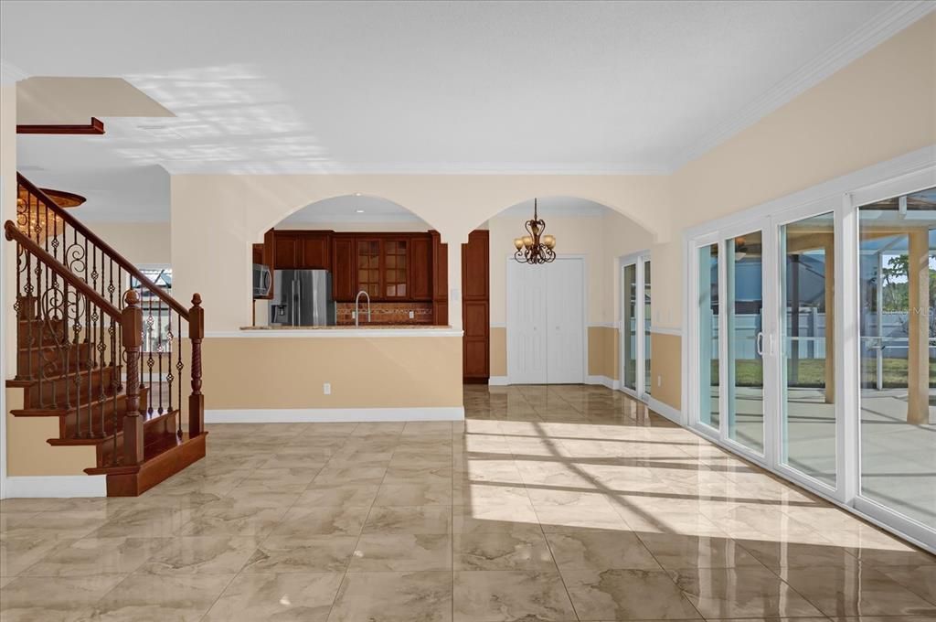 Living room facing kitchen