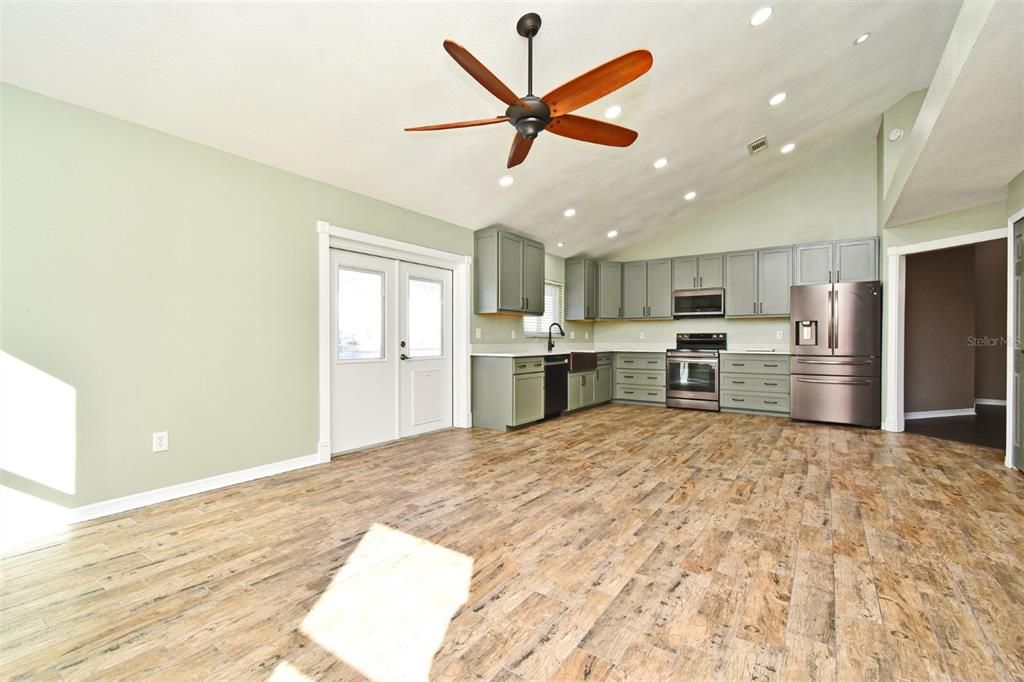 Family room looking into the kitchen