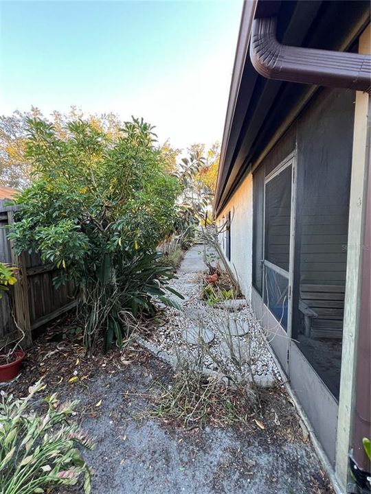 Side patio from backyard