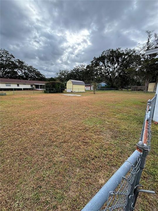 fenced back yard