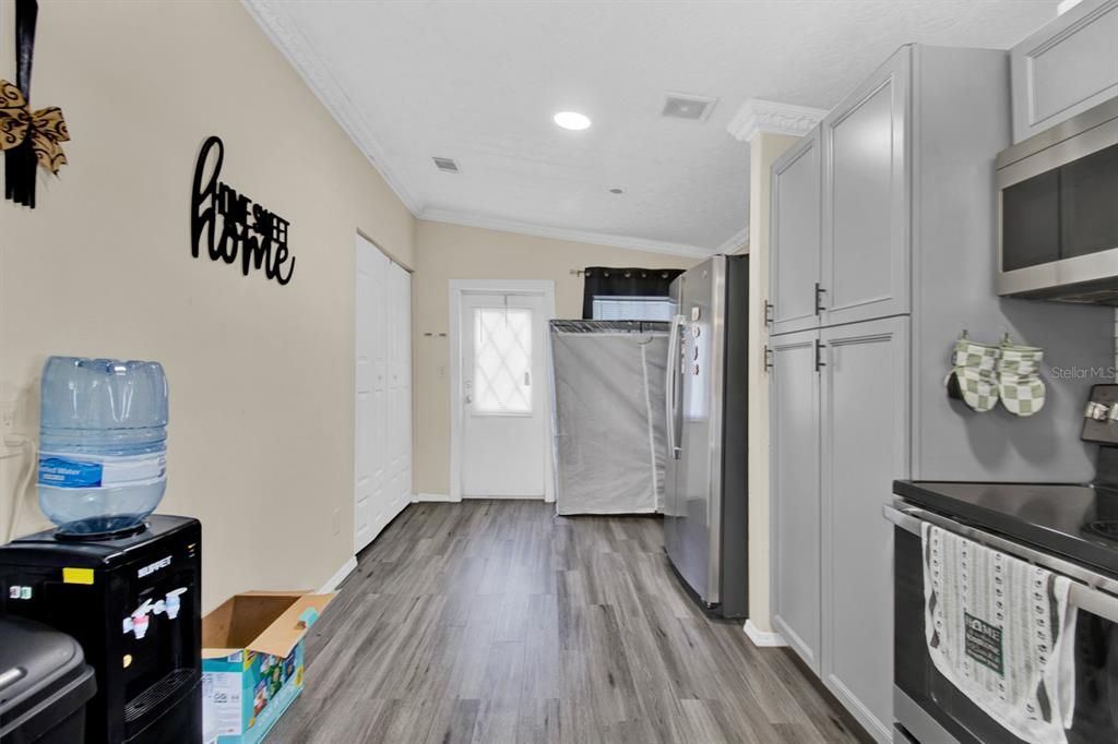 Kitchen and laundry room area