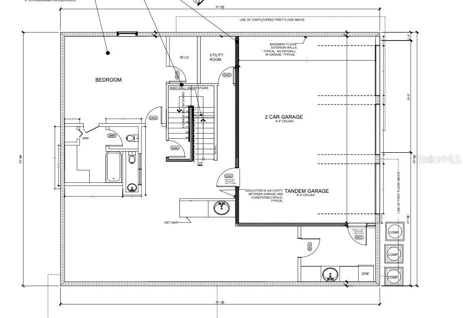 Floorplan Basement/ADU with 3 car garage