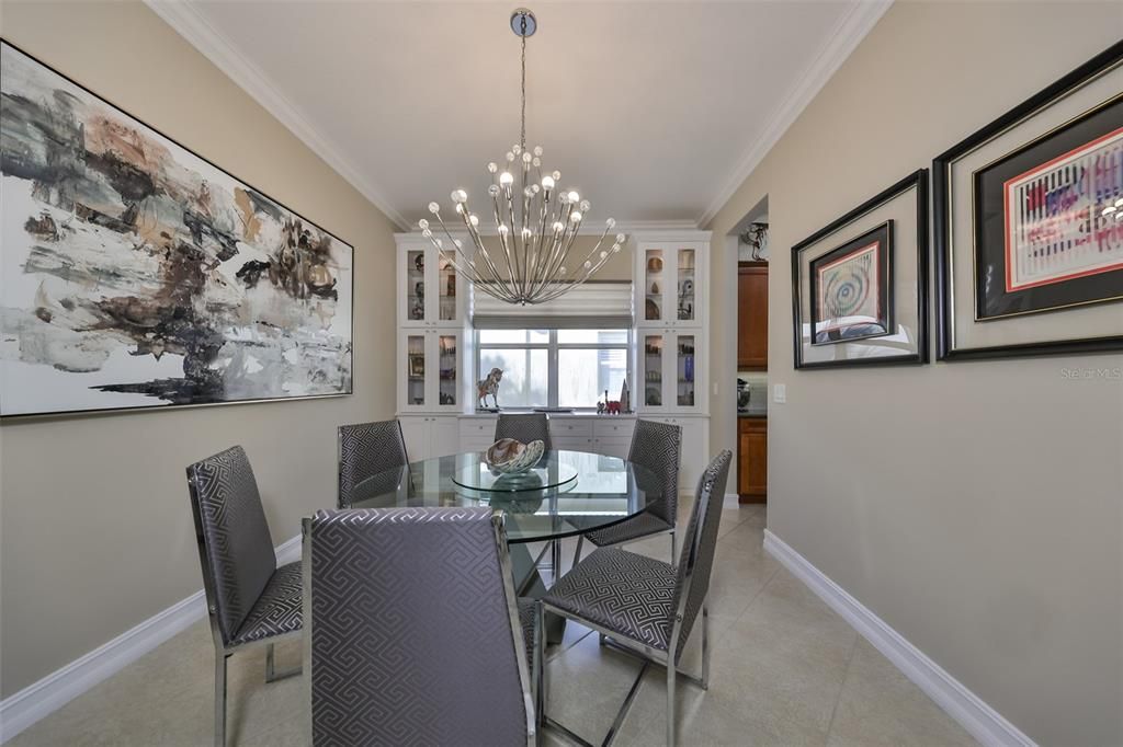 Separate Dining area with built in lighted cabinets