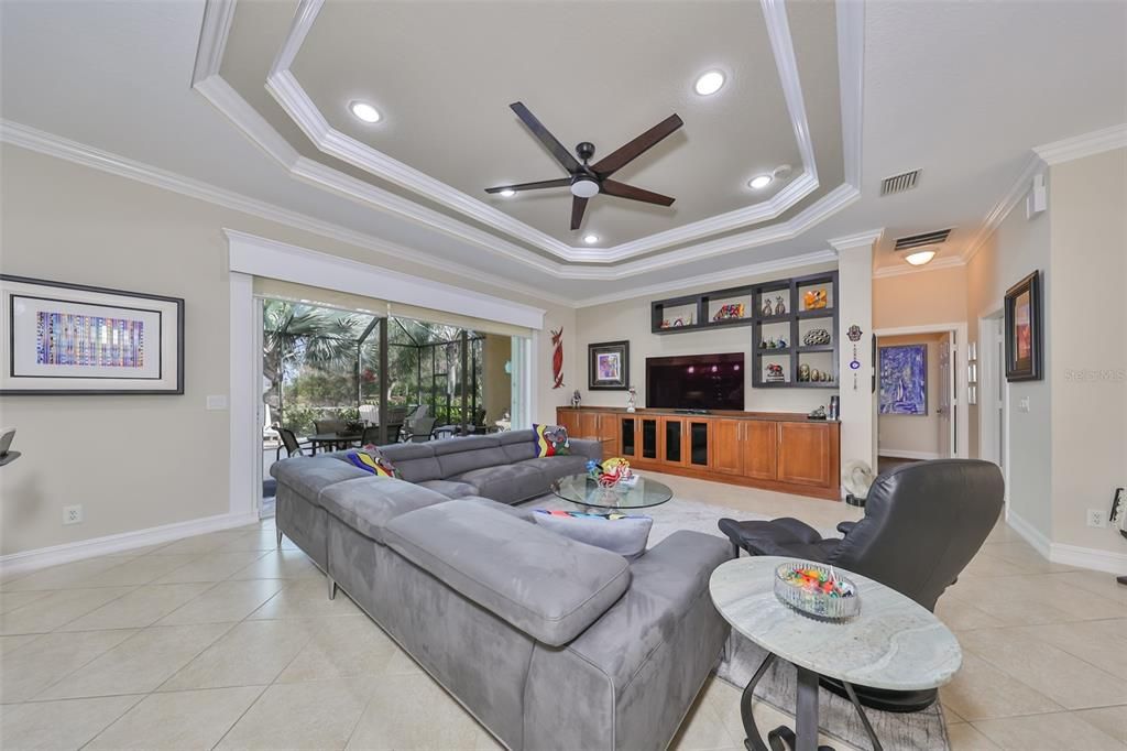 Triple tray ceilings with recessed lighting