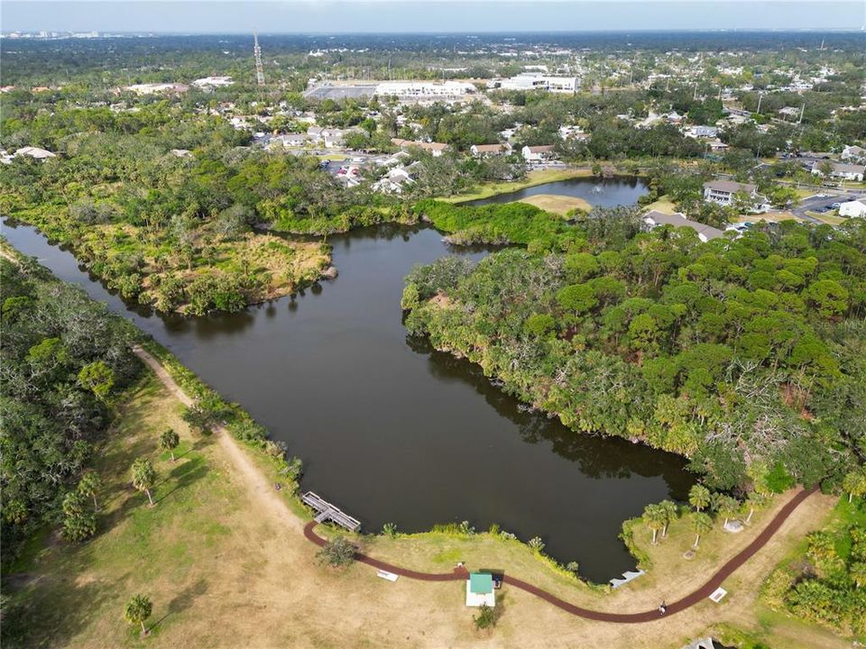 Red Bug Slough has walking trails & fishing dock