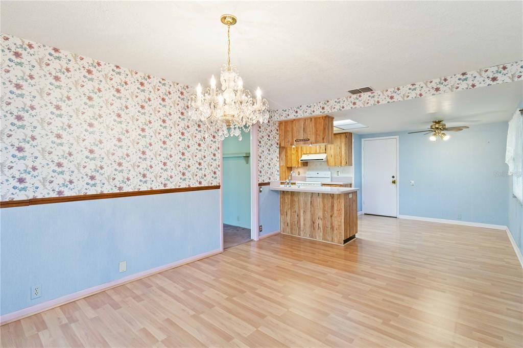 Dining room opens up to the kitchen area.