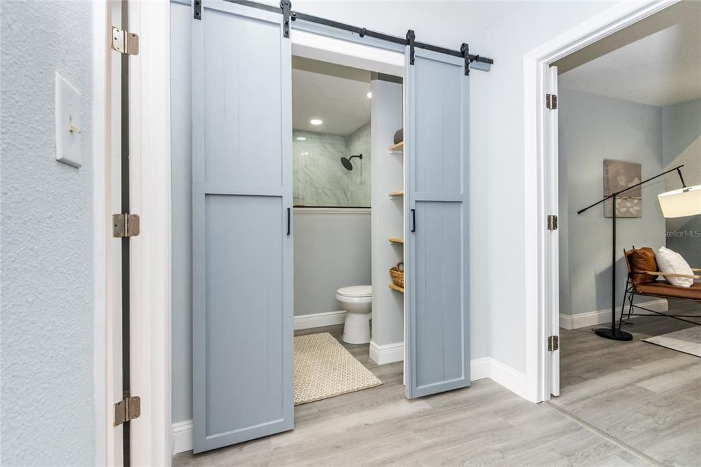 Custom barndoors for upstairs bathroom.