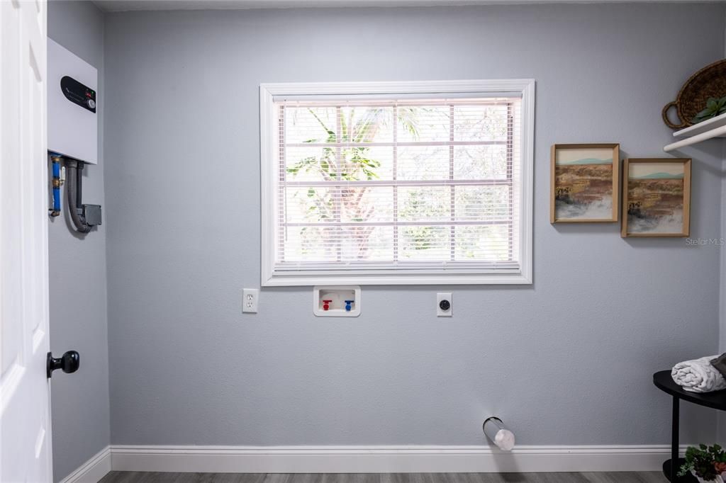 Inside laundry room.