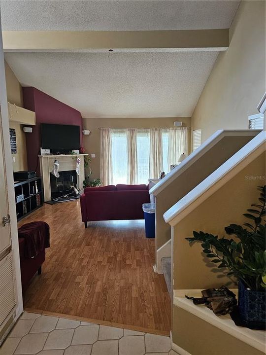 Foyer overlooking living room.