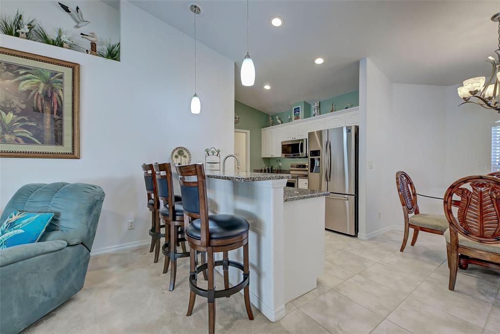 Breakfast Bar, with glimpse of kitchen and dinette