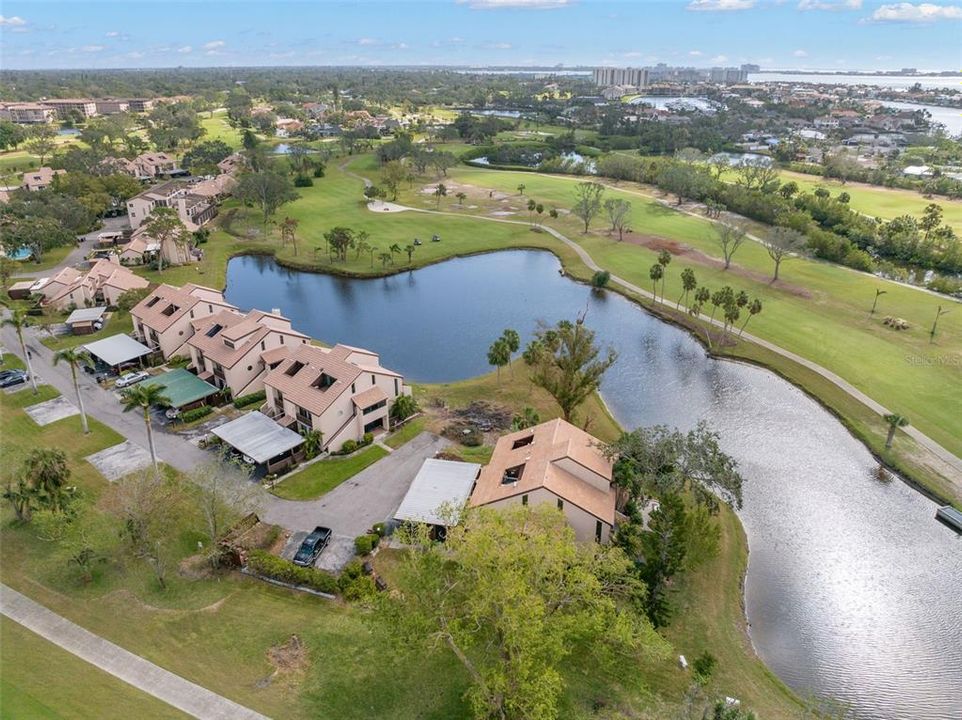 Water and golf course views.