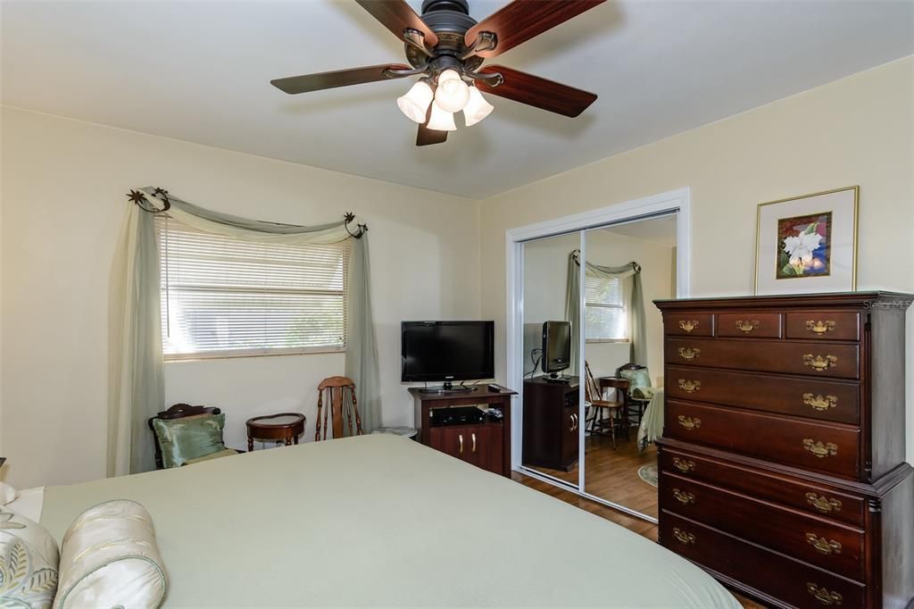 A double closet adds additional space for clothes and storage.