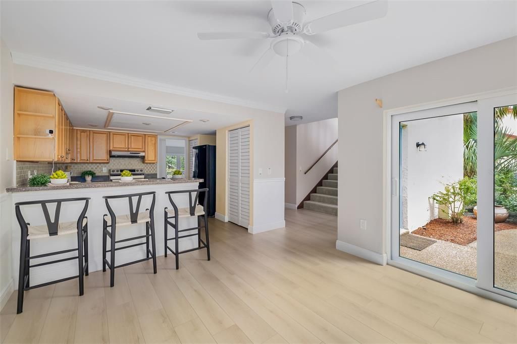 Kitchen and front sliding door