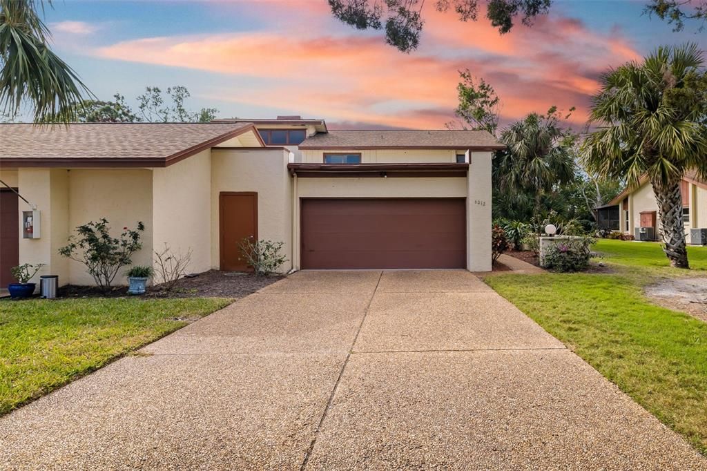 Front of house/attached two car garage