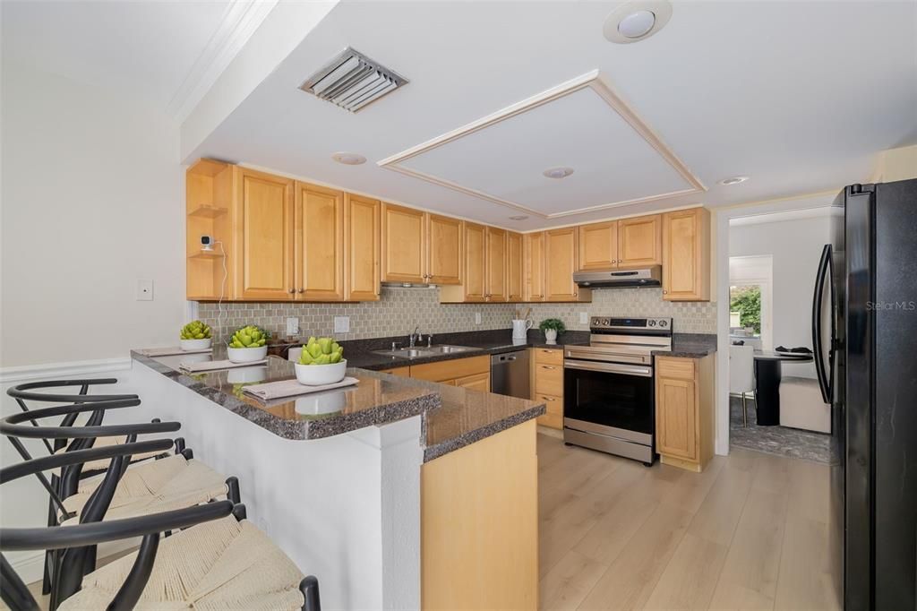 Kitchen bar, and cooking area