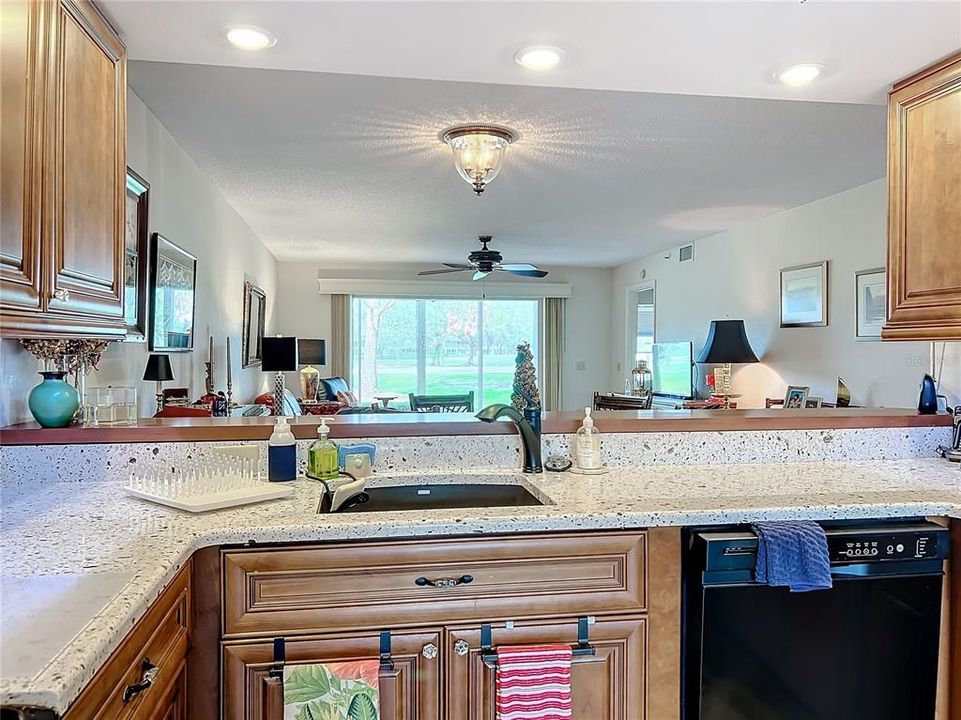 View from front lanai into kitchen