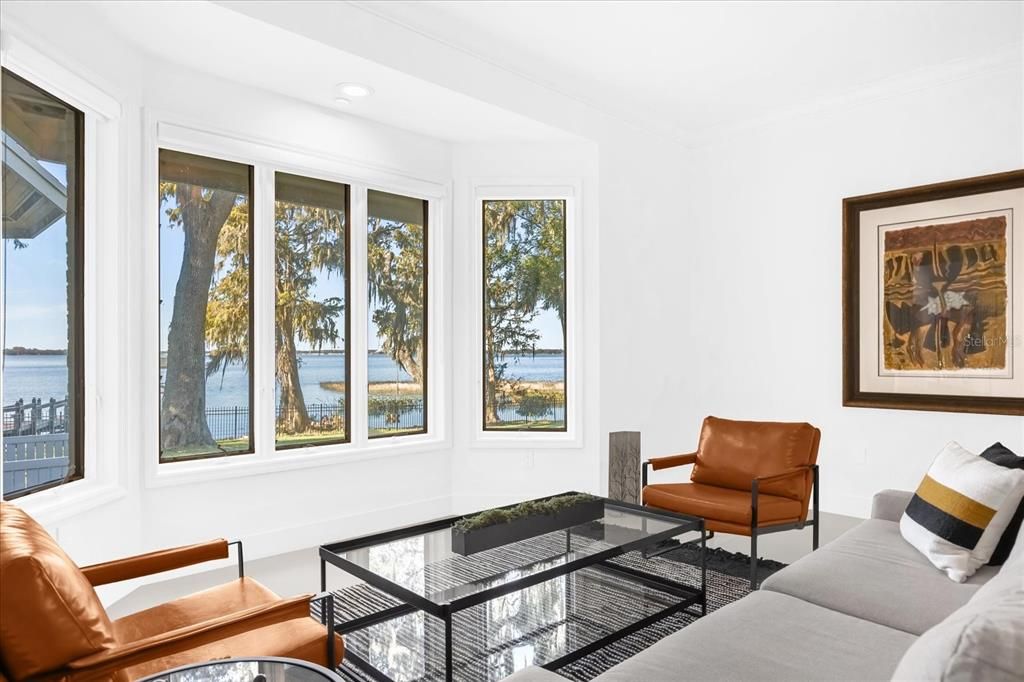 Primary Suite Bedroom - sitting area with lake views