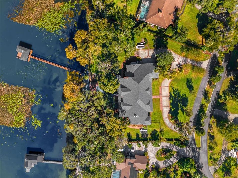 Aerial - house, dock and boat house