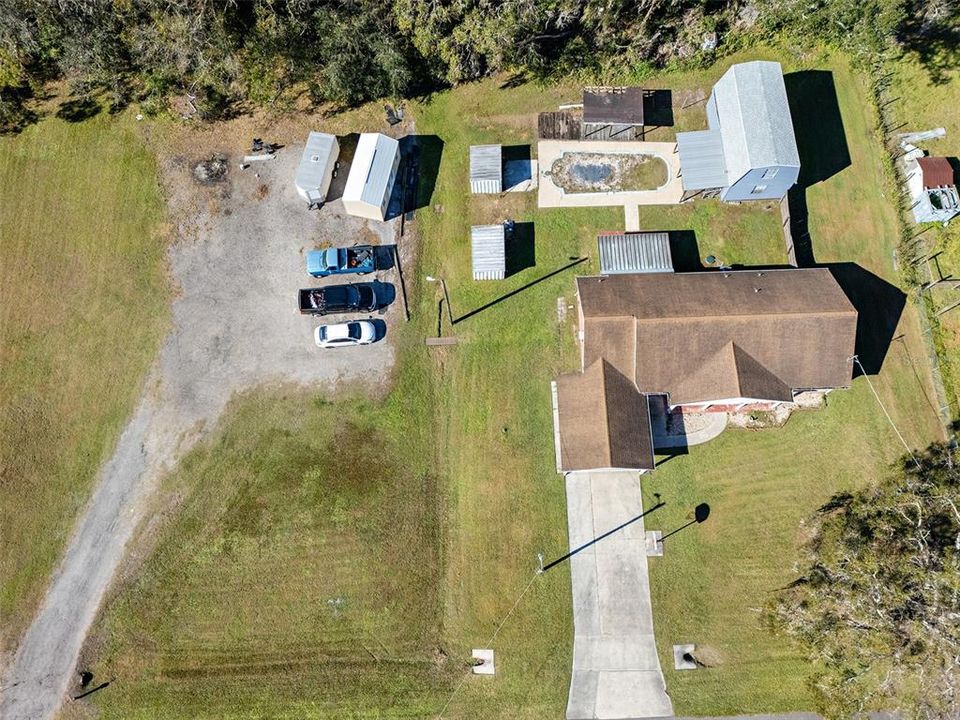 Aerial view of property w/extra parking spaces